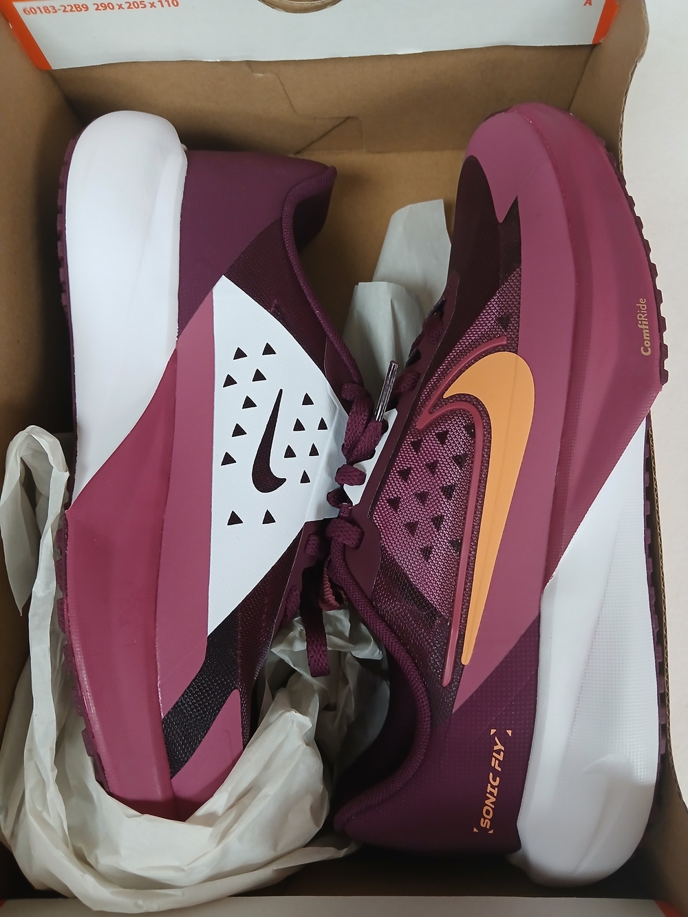 6y Nike Unisex Maroon & Peach Sonic Fly Sneakers